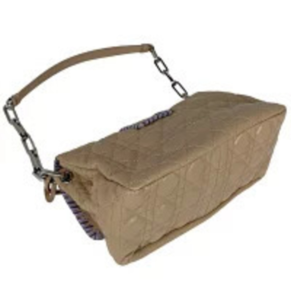 Dior Bag Purple Cannage Leather Christian Shoulder Beige Chain Lock Purple Tan